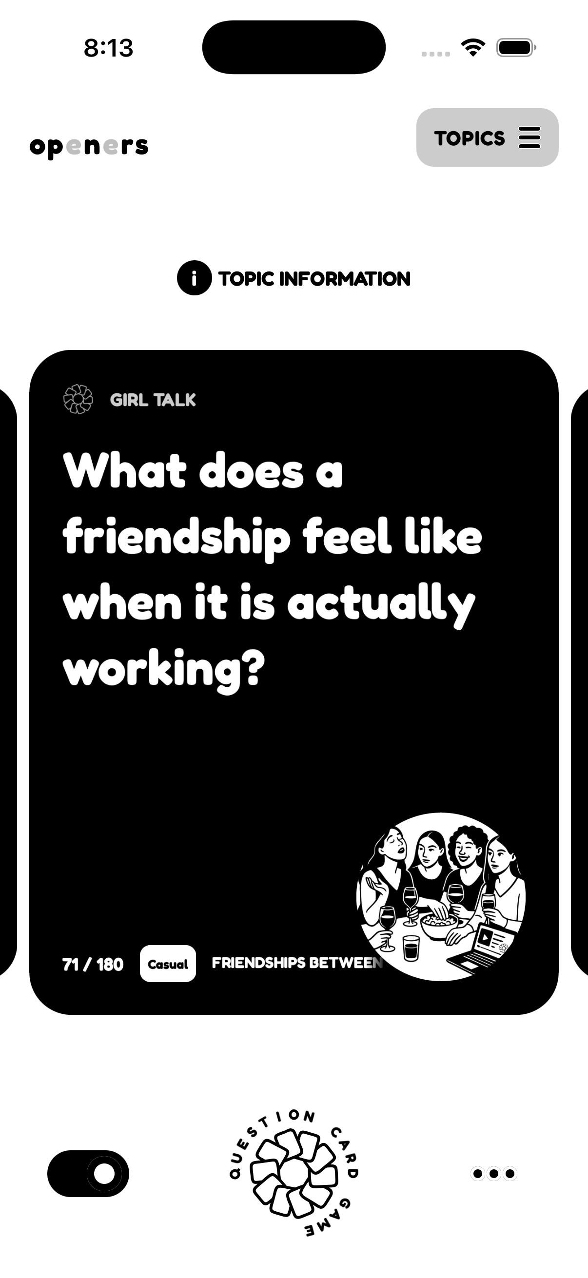 An opnrs question card on the app screen